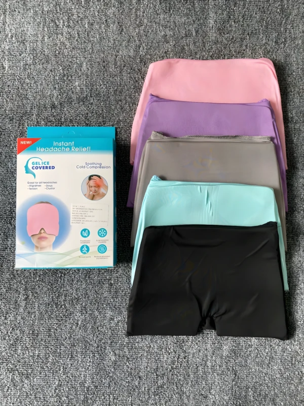 Gorro de gel frío para aliviar migrañas, con compresión relajante.