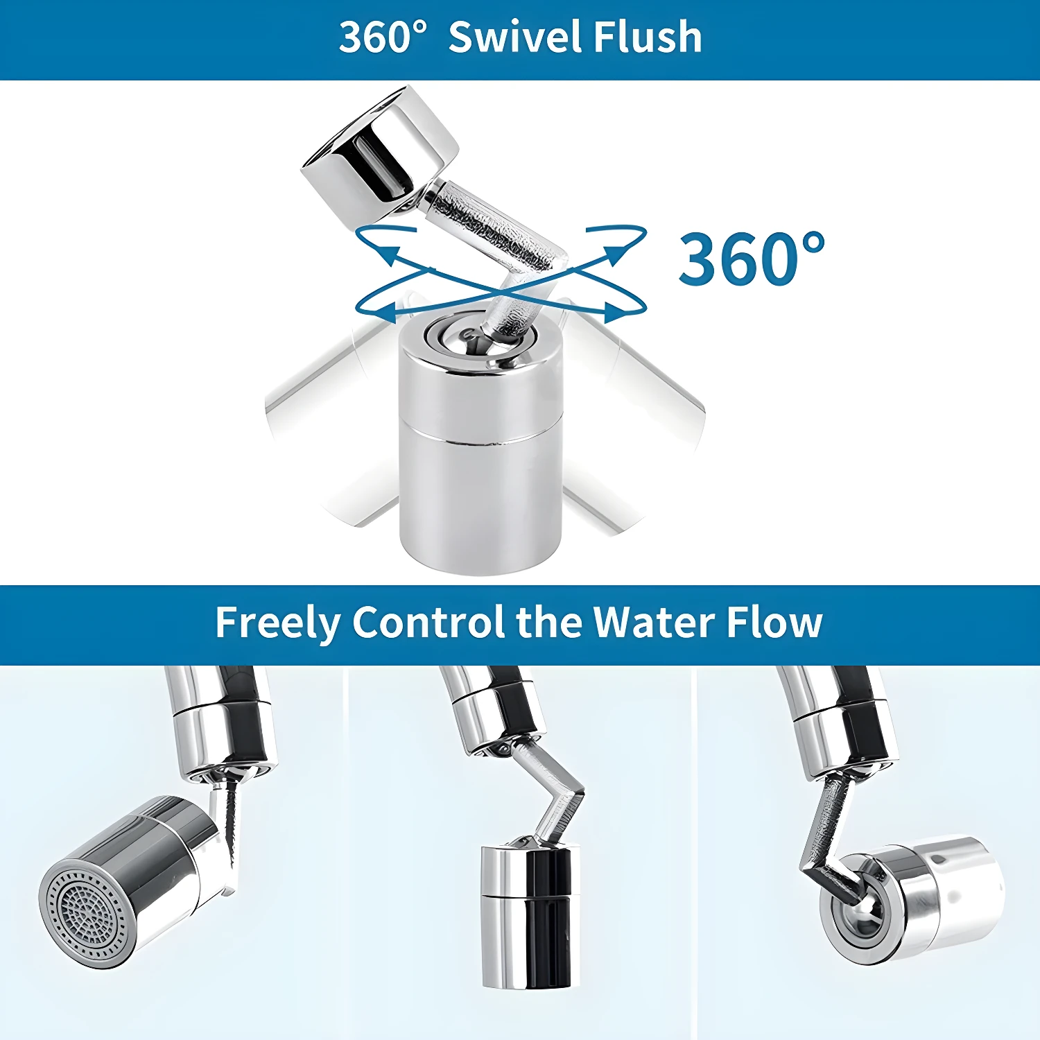 Grifo ahorrador de agua giratorio 360°, control libre del flujo de agua.