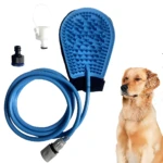 Guante masajeador para ducha de mascotas 2 en 1 con manguera y accesorios.