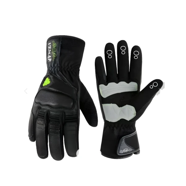 Guantes de motocicleta Vemar para mujer, transpirables, negros con detalles en blanco.