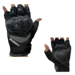 Guantes de motociclismo tácticos negros sin dedos, protección rígida, RS Sportt.