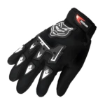 Guantes de moto y ciclismo livianos A02 negros con protecciones y diseño deportivo.