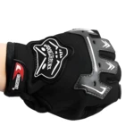 Guantes de moto y ciclismo livianos A02 negros con logo Knight Hood y protección.