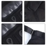 Guantes para motociclistas negros con protecciones y ajuste de velcro en muñeca.
