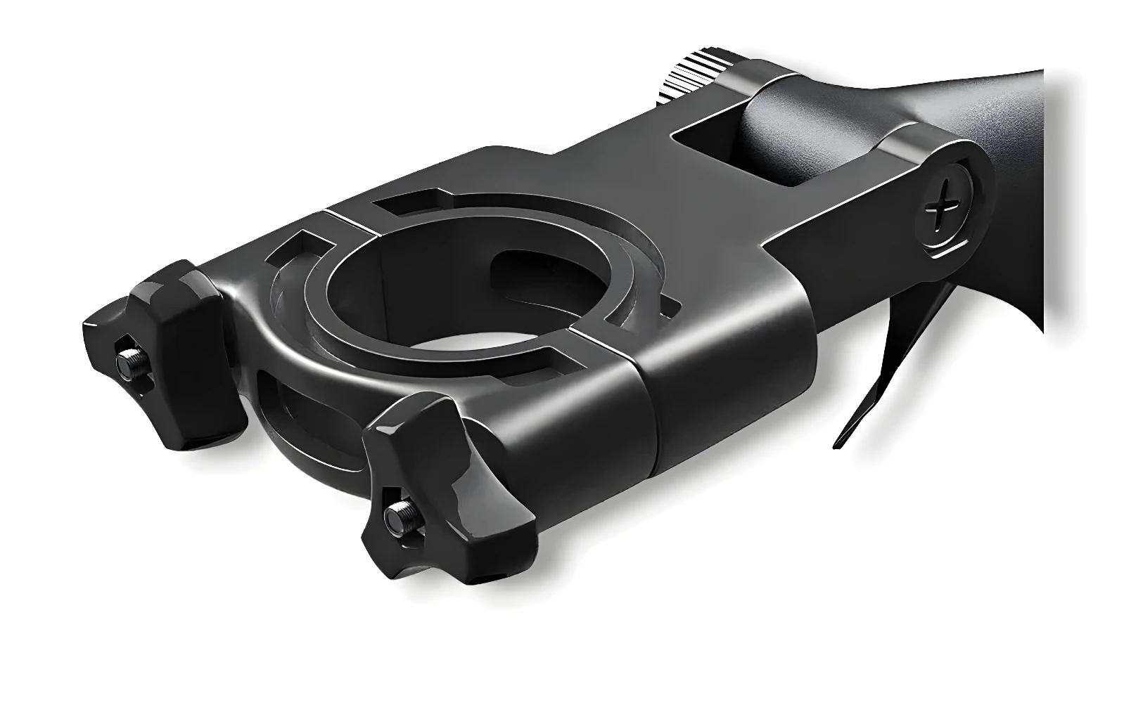 Guardabarro de lujo para bicicleta, soporte de montaje negro en primer plano.