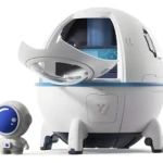 Humificador cápsula astronauta Mj046 con figura de astronauta en miniatura.