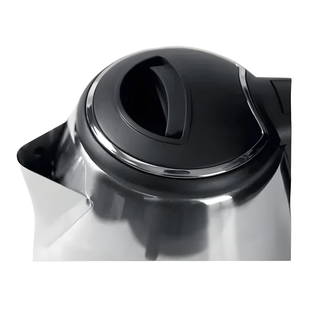Jarra Scarlet 2L en acero inoxidable, tapa negra y asa ergonómica.