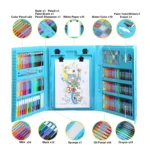 Estuche de arte 208 piezas para niños con lápices de colores, crayones, marcadores, acuarelas y más.