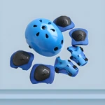 Casco azul y protectores para niños, kit de seguridad para deportes infantiles.