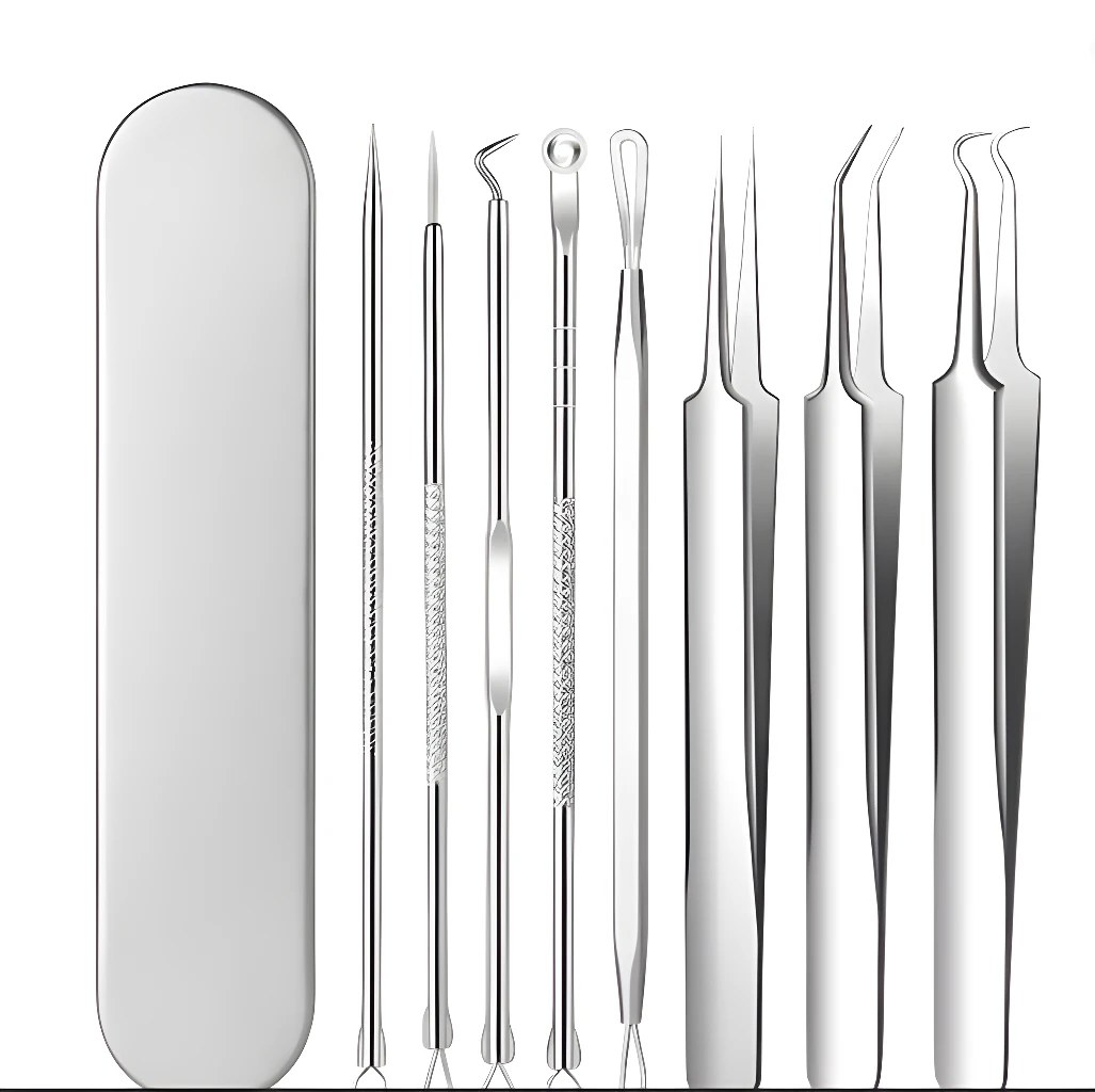 Kit extractor de espinillas profesional x8, herramientas para cuidado facial.