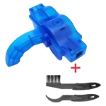 Kit de limpieza de cadena de bicicleta azul con cepillo y herramienta, para mantenimiento.