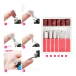 Kit pulidor de uñas eléctrico con 6 brocas y accesorios para manicura profesional.