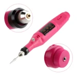 Kit pulidor de uñas eléctrico rosa con broca, para manicura y pedicura.
