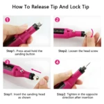 Kit pulidor de uñas eléctrico: cómo insertar y asegurar puntas de lijado.