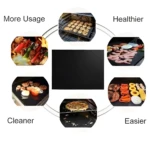 Láminas para asar BBQ antiadherentes, perfectas para carnes, vegetales y galletas, fáciles de limpiar.