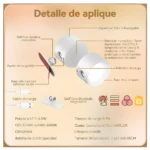 Lámpara LED magnética recargable, con control de brillo y temperatura de color.