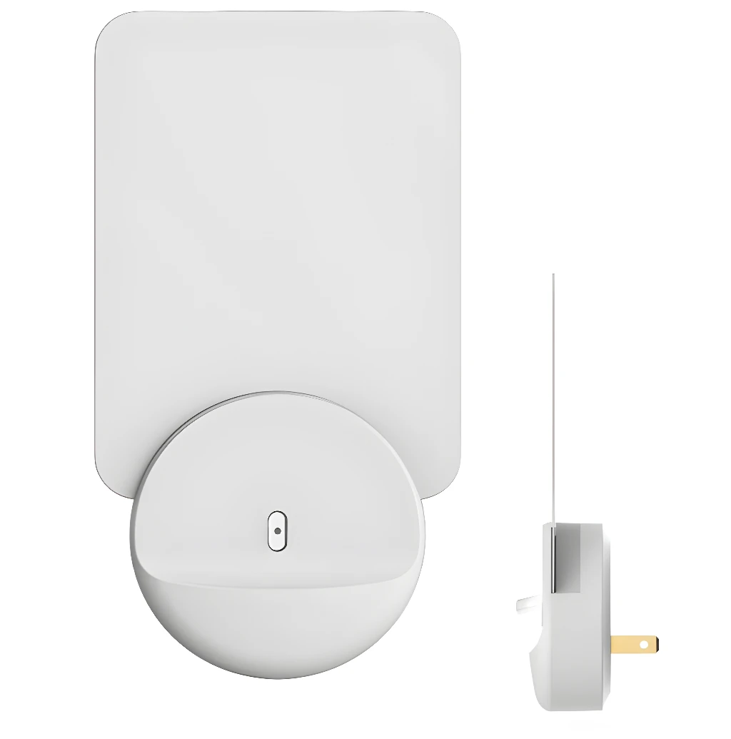 Lámpara LED blanca para matar mosquitos, diseño moderno, toma de corriente, sin químicos.