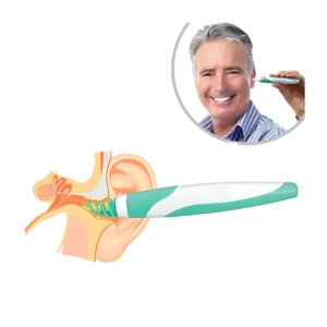 Limpiador de oídos en espiral para una limpieza suave y segura del canal auditivo.