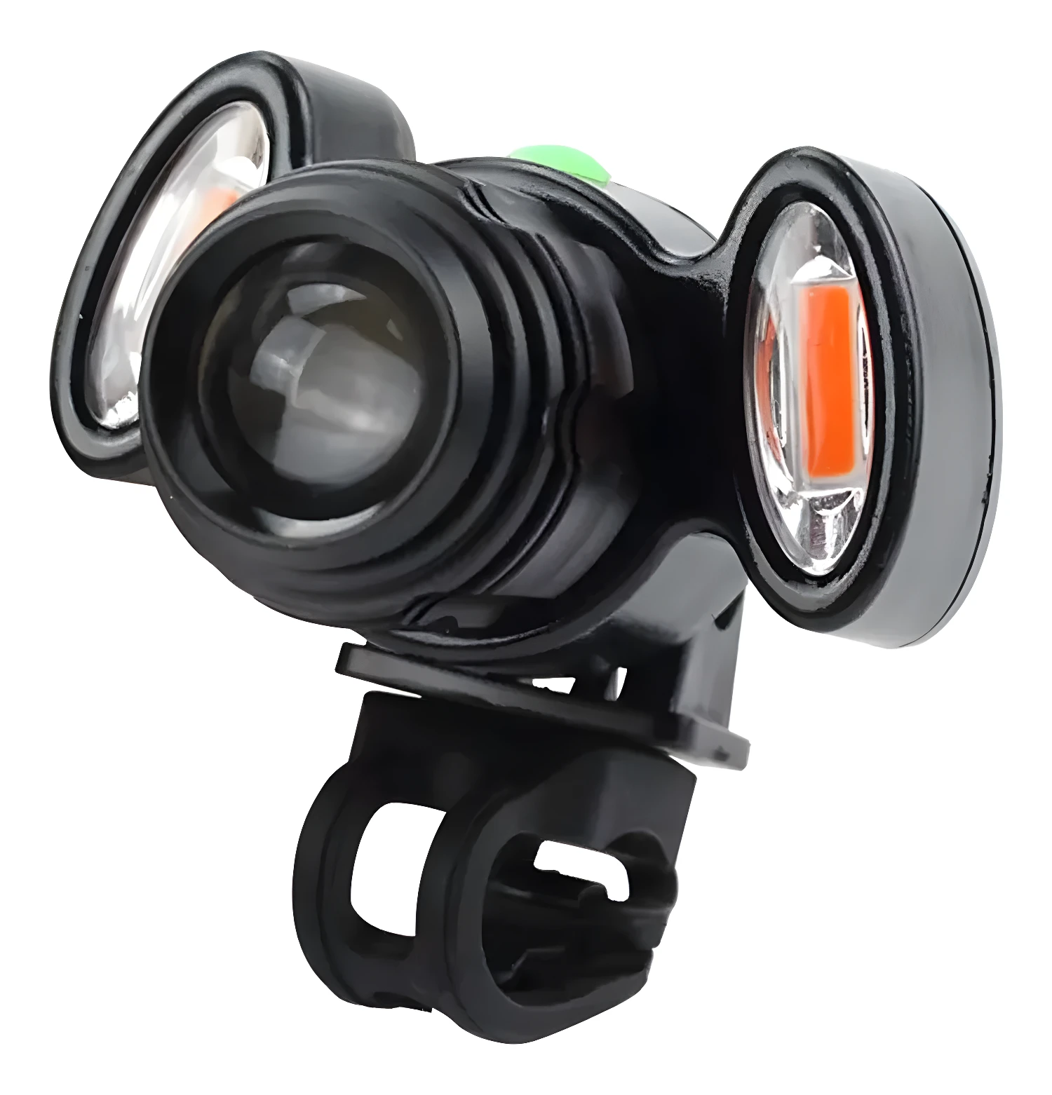 Linterna delantera para bicicleta con zoom de 1000 lúmenes, luz LED naranja y soporte.