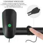 Linterna con pito para bicicleta, control remoto, 5 voces y timbre fuerte.