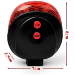Luz de bicicleta trasera roja LED y láser, 8x7x2.5cm.
