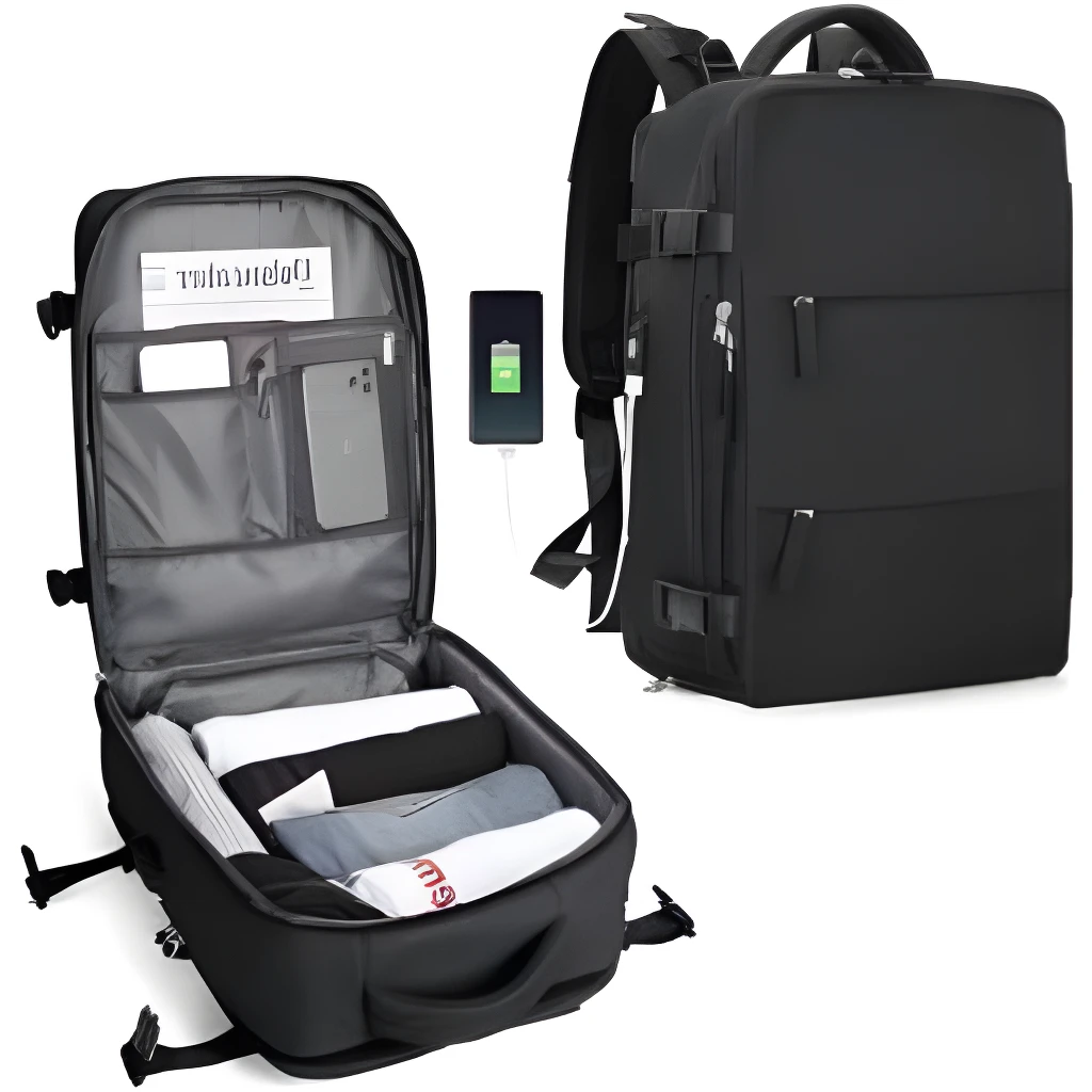 Maleta de viaje Amazon con puerto para power bank, diseño moderno y funcional.