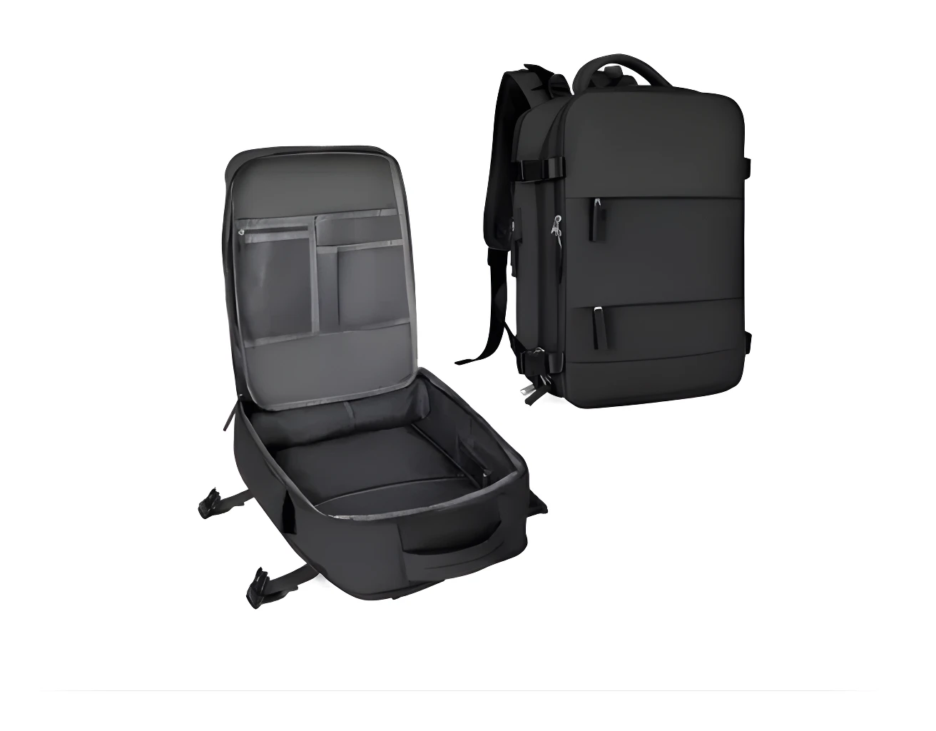 Maleta de viaje Amazon con puerto power bank, diseño moderno y compartimentos organizados.