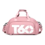 Maleta impermeable rosa para gimnasio, bolso deportivo T60 con correa ajustable.