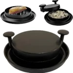 Máquina trituradora de pollo negra con mango, ideal para desmenuzar carne.