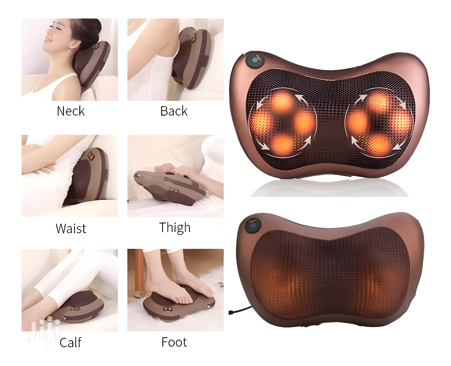 Masajeador de 8 rodillos para cuello, espalda, cintura, muslos y pies.