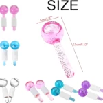 Masajeadores Ice Globe X2 rosados, azules y morados para cuidado facial y desinflamación.