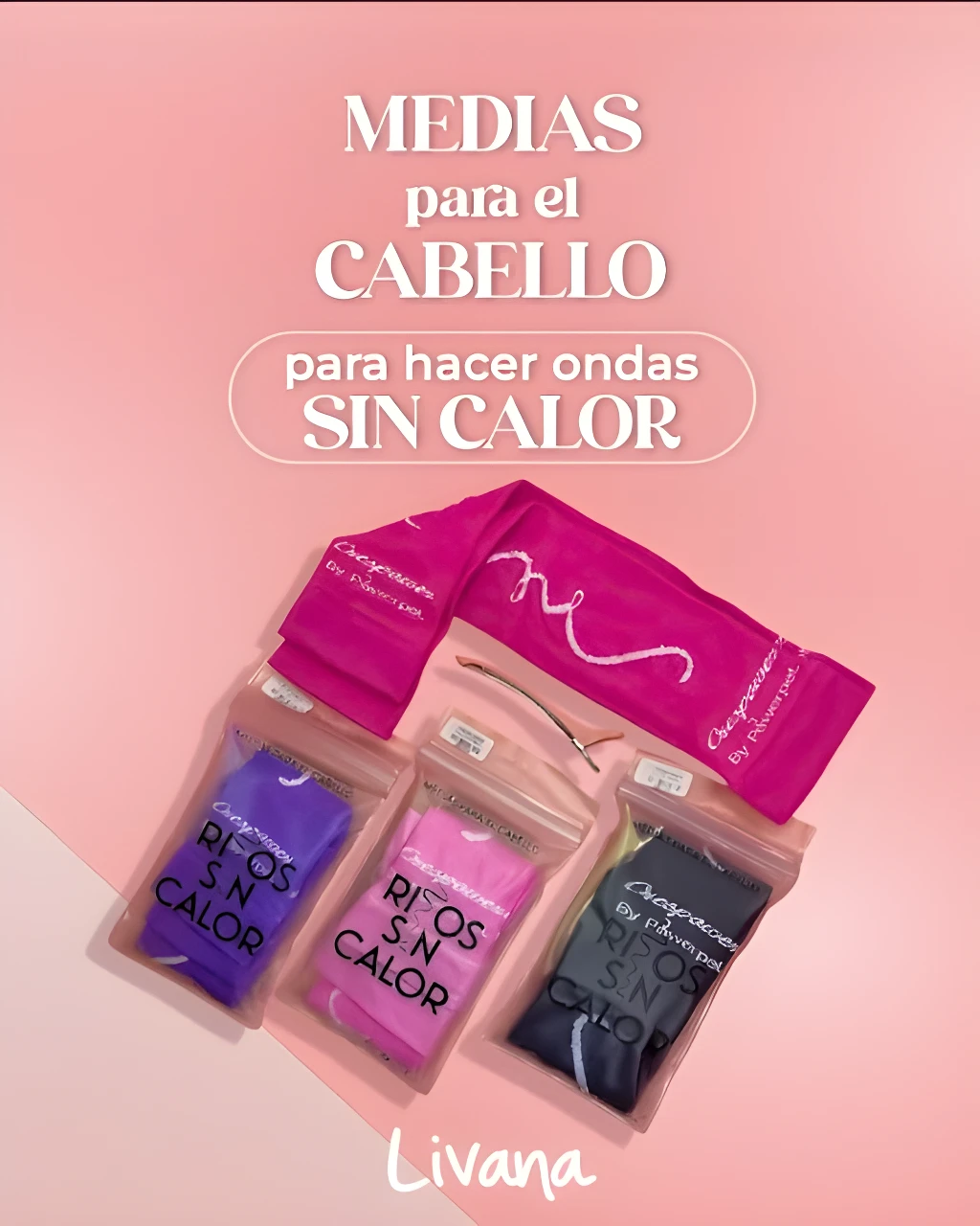 Medias rizadoras para cabello sin calor Livana: rulos fáciles y duraderos.