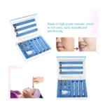 Microdermoabrasión facial con kit de puntas de diamante y aplicadores ergonómicos.