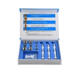 Kit de microdermoabrasión facial con puntas de diamante intercambiables y aplicadores.