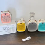 Mini ventilador refrigerador recargable, diseño gatito, varios colores, portátil y USB.