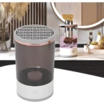 Minilavadora automática de brochas de maquillaje, limpia y seca con rotación eficiente.