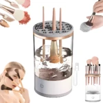 Minilavadora de brochas de maquillaje automática con limpiador ultrasónico, seca y organiza brochas.