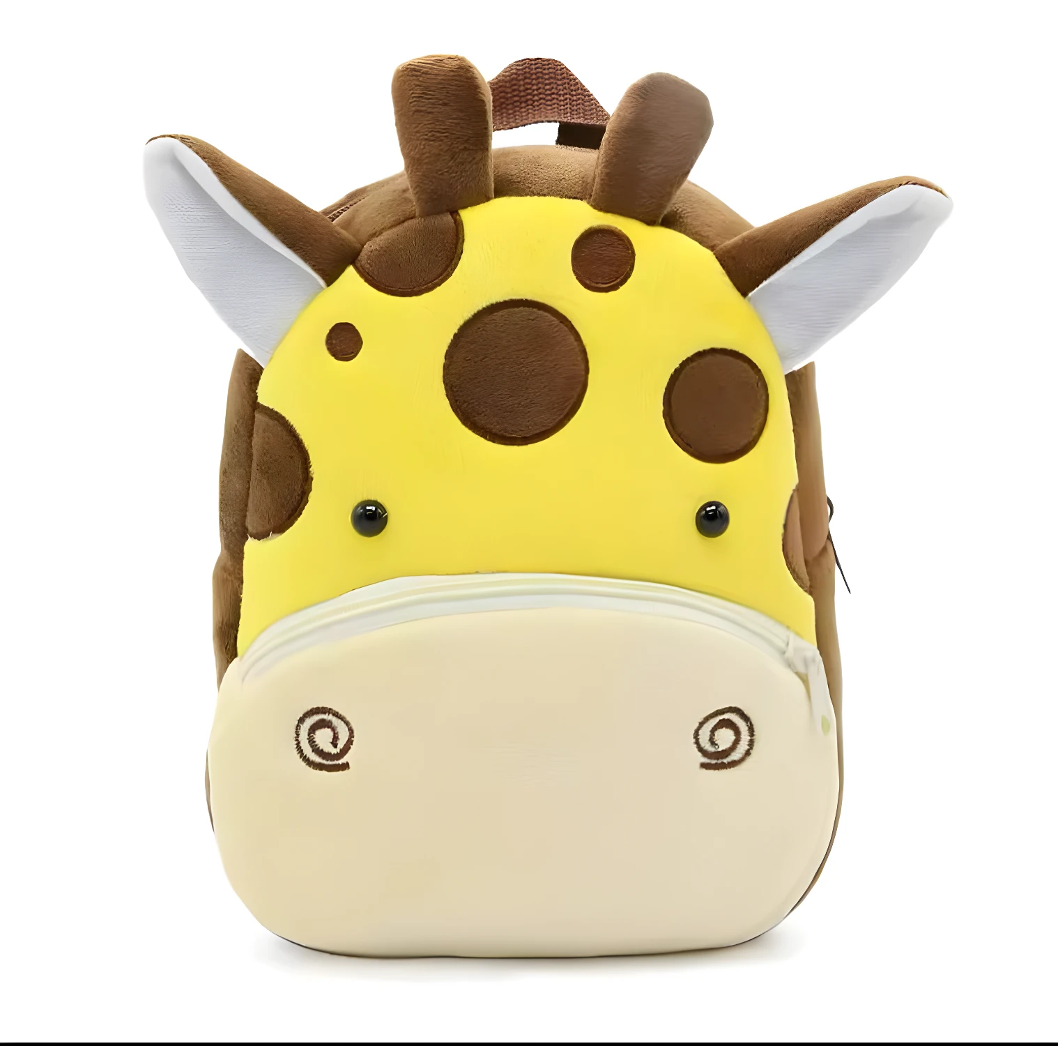 Mochila para niños con estampado de jirafa, peluche suave y diseño divertido para preescolar.