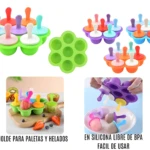 Molde de silicona para hacer helados de fruta para bebés, colores vibrantes, fácil de usar.