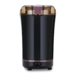 Molino eléctrico portátil para especias y granos, diseño compacto y moderno.