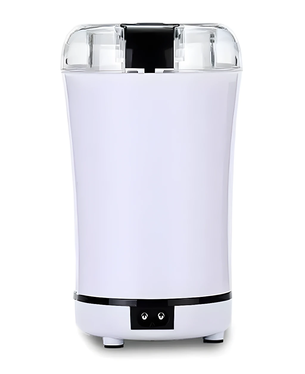 Molino eléctrico portátil blanco para especias y granos, diseño moderno.