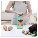 Molino rallador cortador multifuncional para verduras espirales, en uso.