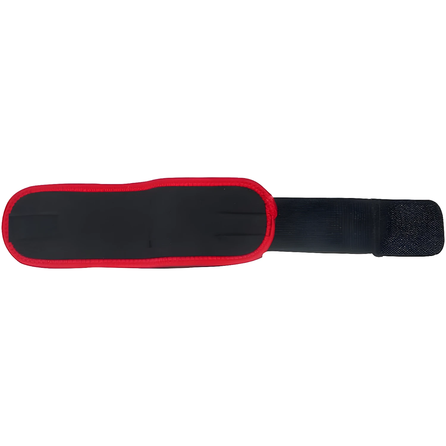 Set x2 muñequeras de neopreno ajustables con borde rojo y cierre de velcro.