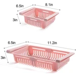 Organizador ajustable para nevera rosa, 4 unidades, 8.1" y 11.2" de largo.