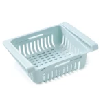 Organizador de nevera ajustable color azul claro, para cajón de refrigerador.