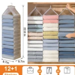 Organizador colgante de closet de 12 niveles para ropa, suéteres, pantalones y camisas.