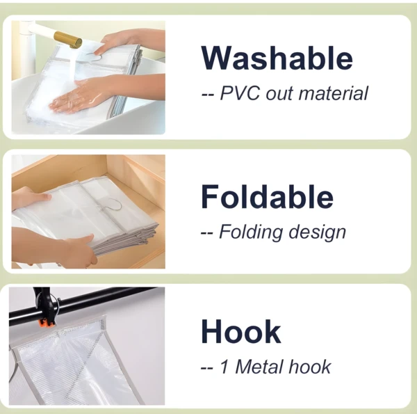 Organizador colgante de closet de 12 niveles: lavable, plegable y con gancho metálico.