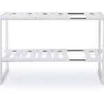 Estante organizador blanco de cocina para debajo del lavaplatos, 2 niveles, extensible.