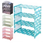 Organizador de zapatos de 4 niveles con estampado de osos, ideal para el hogar.