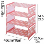 Organizador de zapatos 4 niveles rosa estampado, medidas 46x25.5x54.5cm.